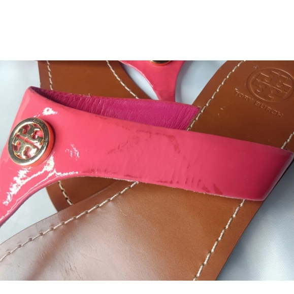 Tory Burch Cameron Sandals Women's Size 9 Shoes Pink Patent Leather - Picture 10 of 14